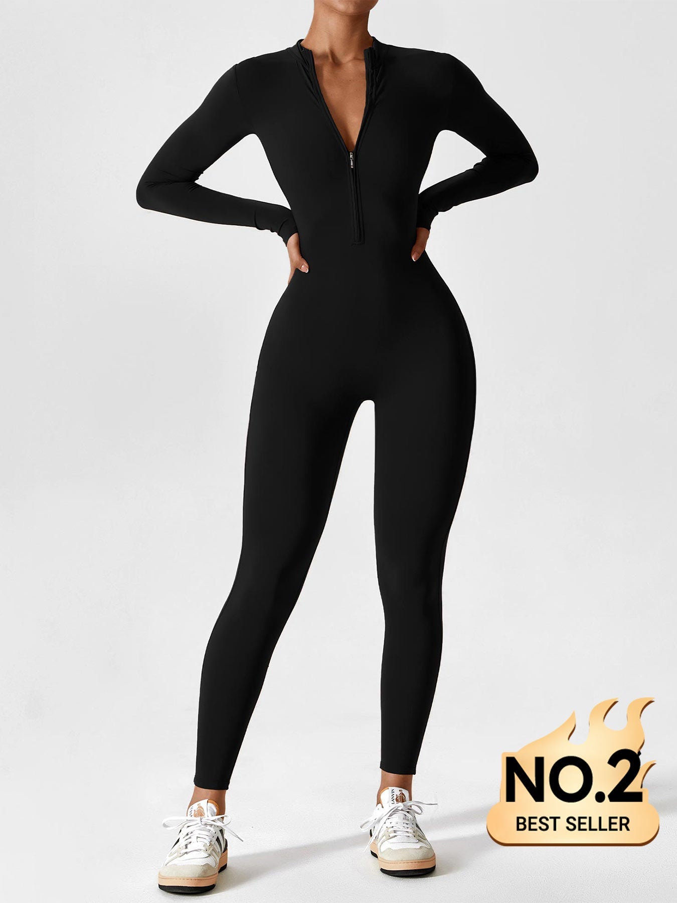 Aurella UltraSculpt™ - Longsleeve Reißverschluss Jumpsuit
