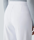 Aurella Flex™ Dehnbare Stoffhose mit hohem Bund, Seitentaschen und geradem Bein