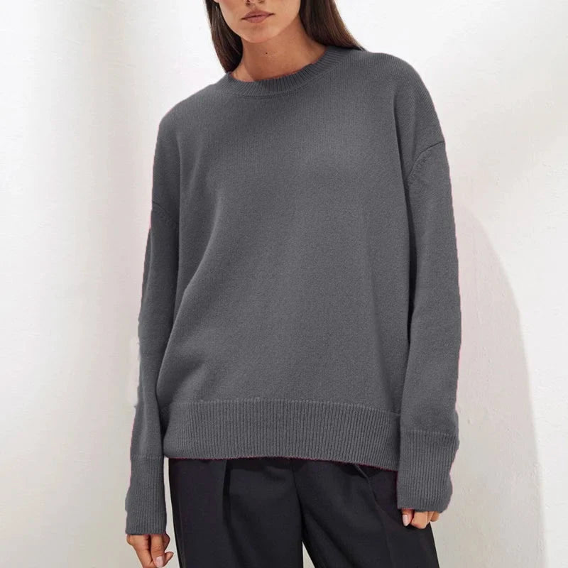 O-Neck Knit Hauren Dunkelgrau One Size 