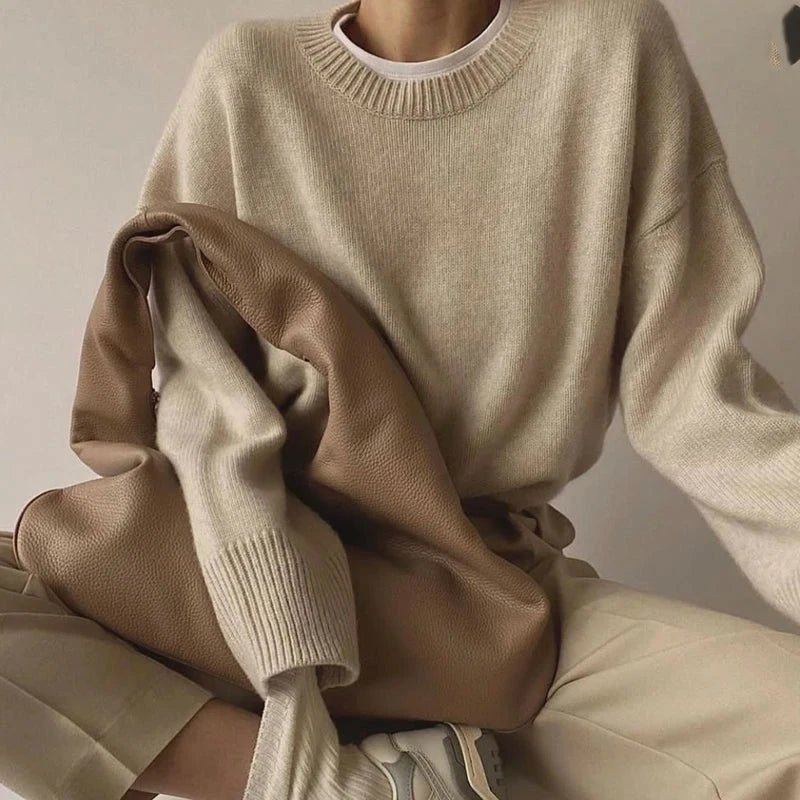 O-Neck Knit Hauren Khaki One Size 