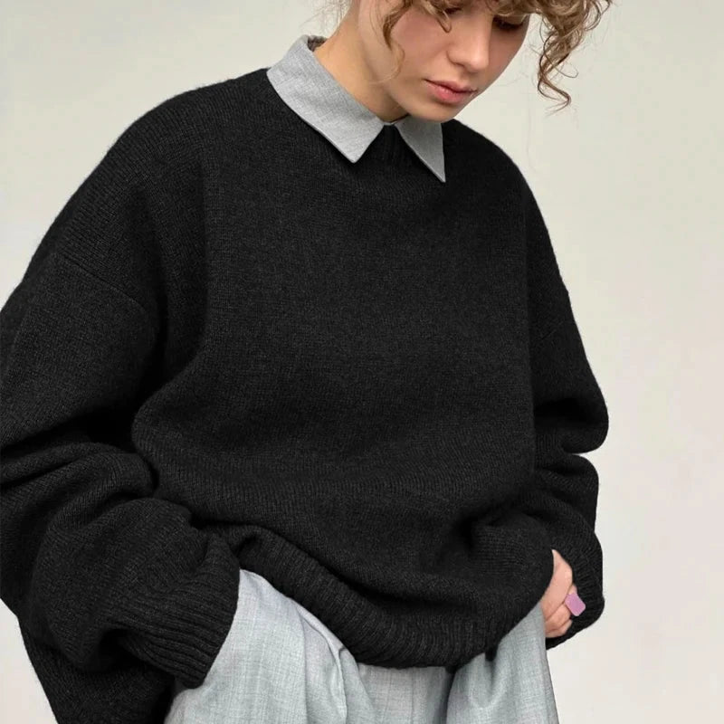 O-Neck Knit Hauren Schwarz One Size 