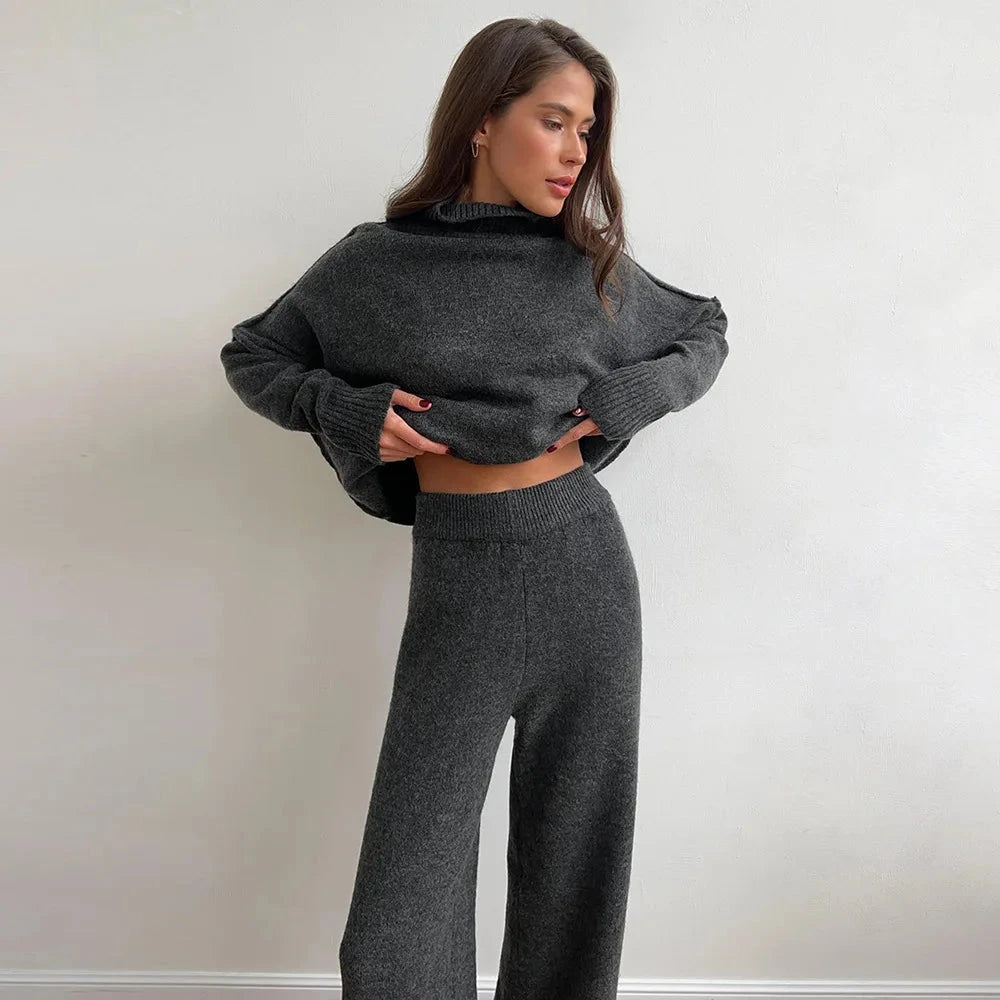 Rollkragen Knit Set Hauren Dunkelgrau S 
