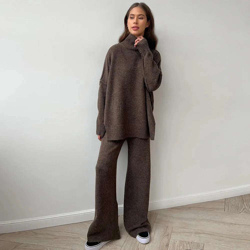 Rollkragen Knit Set Hauren Kaffee S 