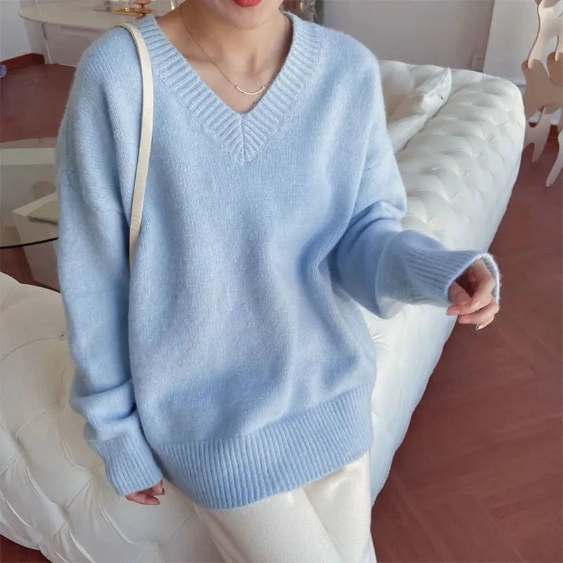 V-Strickpullover Hauren Blau XL 