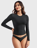 Aurella Sculpt™ Langarm-Top aus doppellagigem Stretch-Material mit Rundhalsausschnitt und figurbetonter Passform
