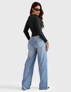 Aurella Sculpt™ Langarm-Top aus doppellagigem Stretch-Material mit Rundhalsausschnitt und figurbetonter Passform