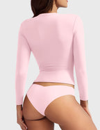 Aurella Sculpt™ Langarm-Top aus doppellagigem Stretch-Material mit Rundhalsausschnitt und figurbetonter Passform