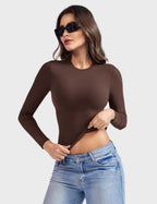 Aurella Sculpt™ Langarm-Top aus doppellagigem Stretch-Material mit Rundhalsausschnitt und figurbetonter Passform