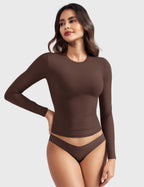 Aurella Sculpt™ Langarm-Top aus doppellagigem Stretch-Material mit Rundhalsausschnitt und figurbetonter Passform