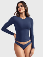 Aurella Sculpt™ Langarm-Top aus doppellagigem Stretch-Material mit Rundhalsausschnitt und figurbetonter Passform