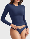 Aurella Sculpt™ Langarm-Top aus doppellagigem Stretch-Material mit Rundhalsausschnitt und figurbetonter Passform