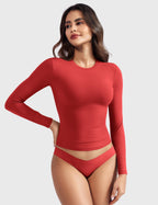 Aurella Sculpt™ Langarm-Top aus doppellagigem Stretch-Material mit Rundhalsausschnitt und figurbetonter Passform