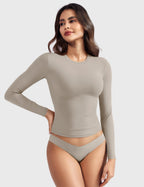 Aurella Sculpt™ Langarm-Top aus doppellagigem Stretch-Material mit Rundhalsausschnitt und figurbetonter Passform