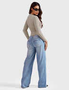 Aurella Sculpt™ Langarm-Top aus doppellagigem Stretch-Material mit Rundhalsausschnitt und figurbetonter Passform