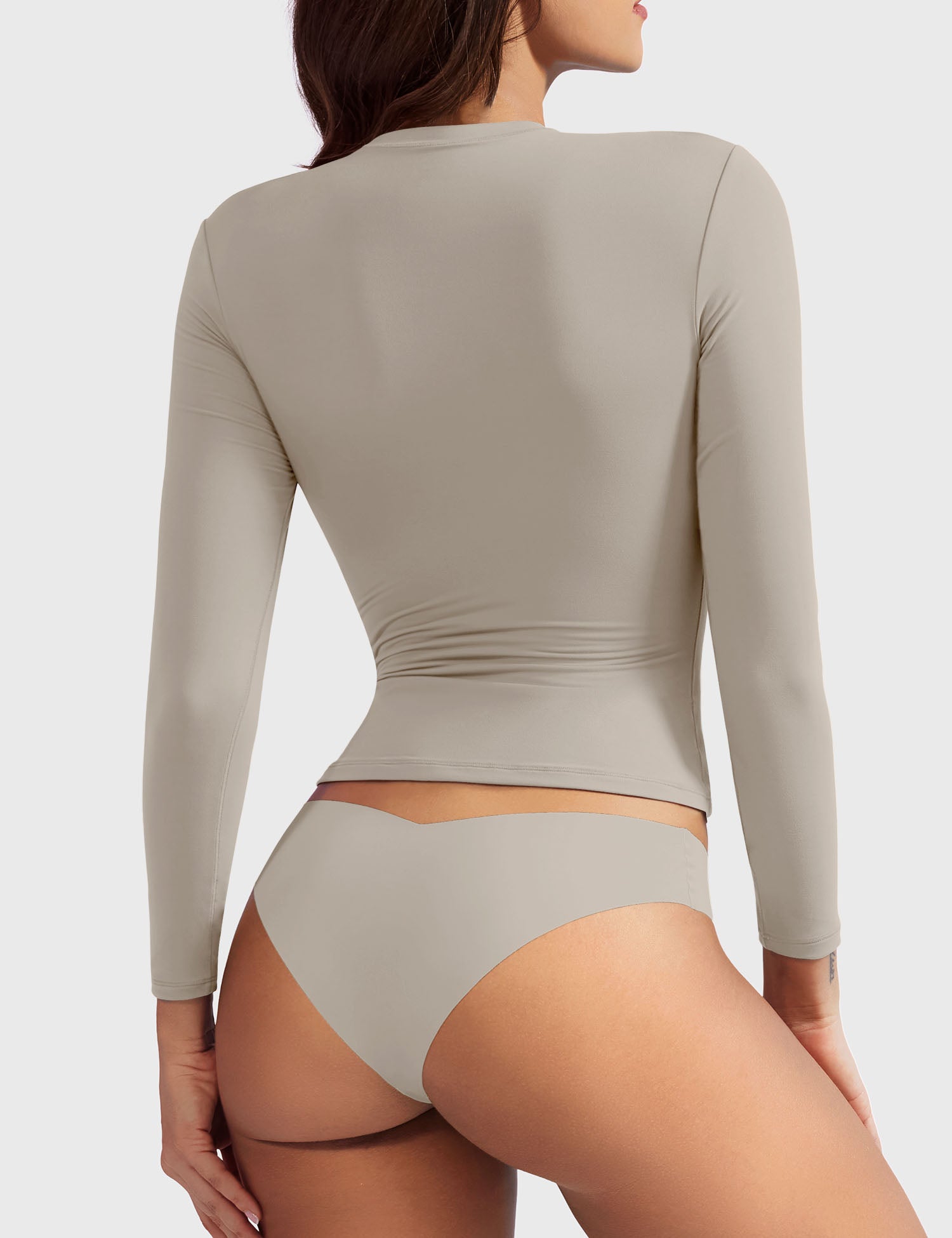 Aurella Sculpt™ Langarm-Top aus doppellagigem Stretch-Material mit Rundhalsausschnitt und figurbetonter Passform