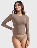 Aurella Sculpt™ Langarm-Top aus doppellagigem Stretch-Material mit Rundhalsausschnitt und figurbetonter Passform